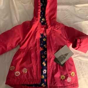 NWT London Fog Lined Jacket, Pink & floral, 2T